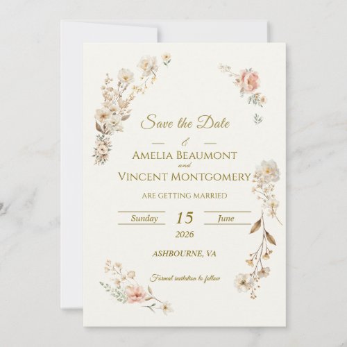 Elegant Botanical Save the Date Invitation