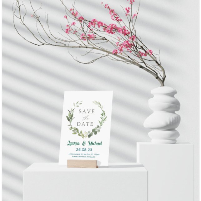 Elegant Botanical Save the Date Modern Greenery  Invitation (Creator Uploaded)