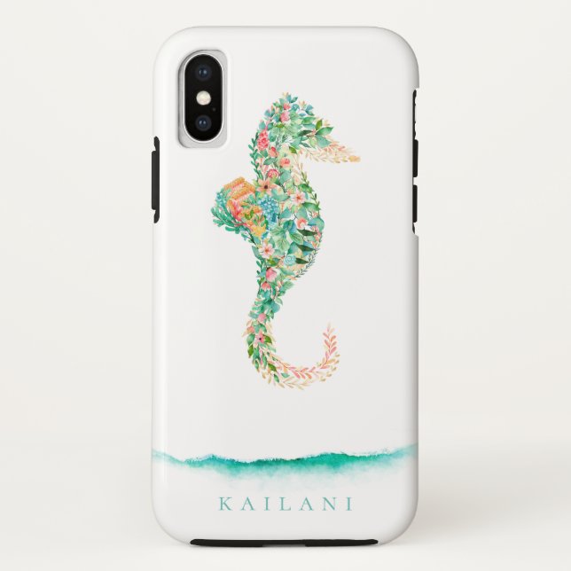 Elegant Botanical Seahorse Case-Mate iPhone Case (Back)