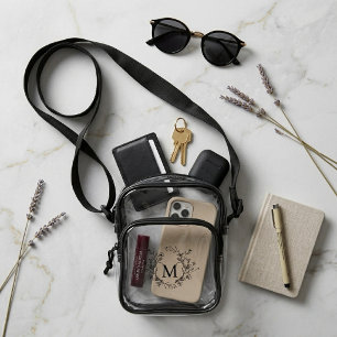 elegant botanical simple monogram clear crossbody bag 