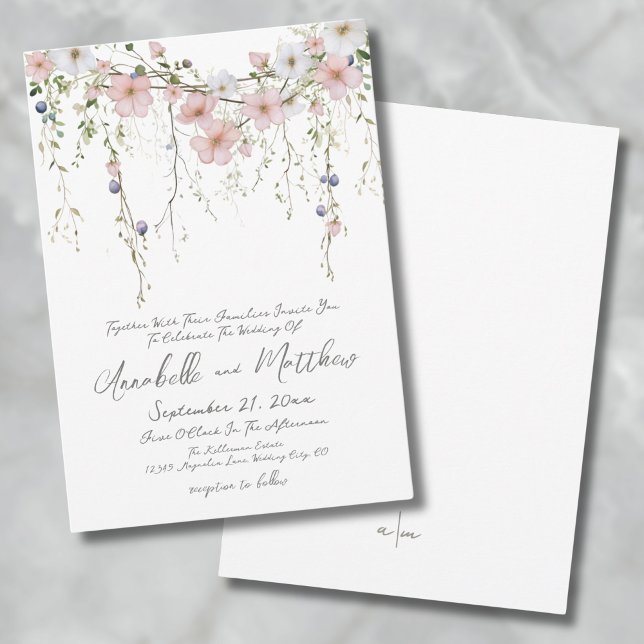 Elegant Botanical Simple Wildflower Floral Wedding Invitation (Elegant Botanical Simple Wildflower Floral Wedding Invitation)
