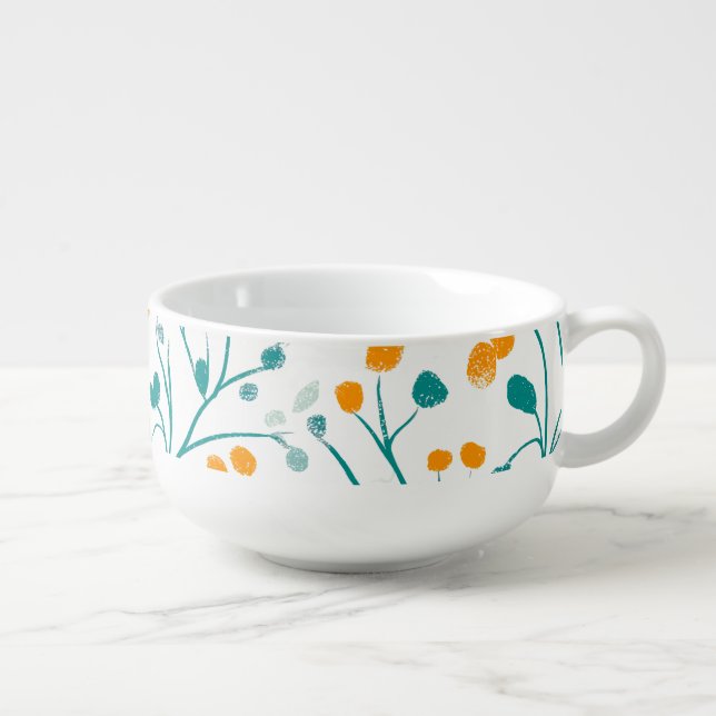 Elegant Botanical Soup Mug (Left)