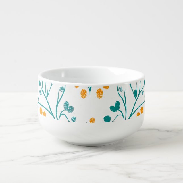 Elegant Botanical Soup Mug (Front)
