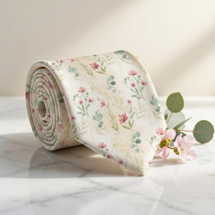 Elegant Botanical Spring Floral Neck Tie