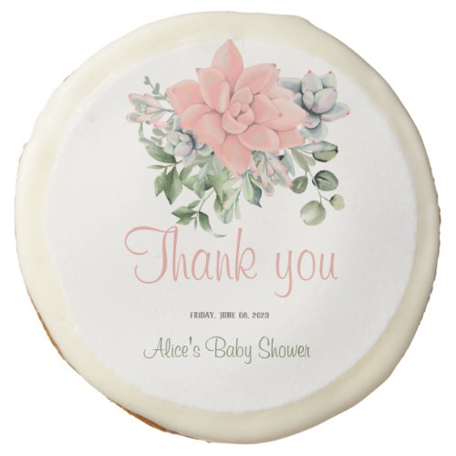 Elegant Botanical Succulent Greenery Cactus Baby Sugar Cookie