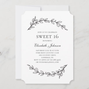 Elegant botanical Sweet 16. Garden 16th birthday Invitation