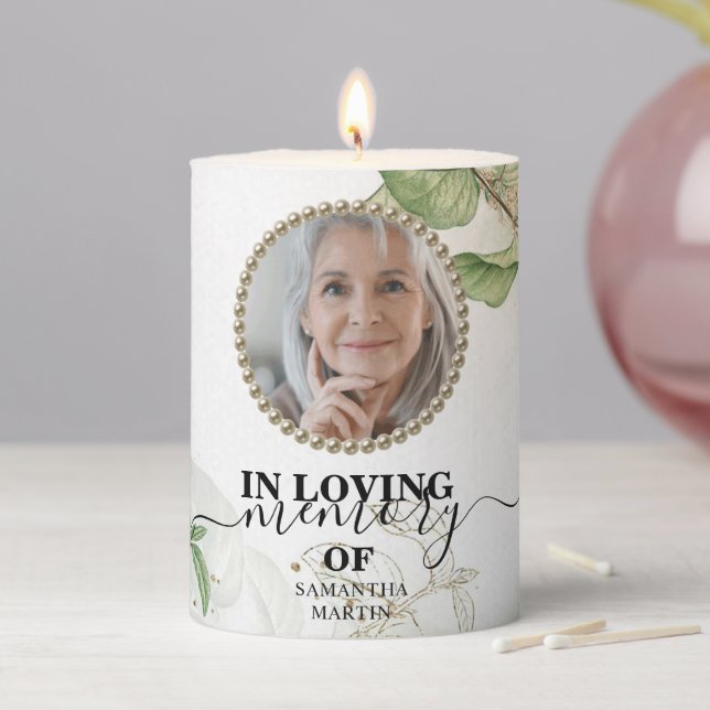 Elegant Botanical Sympathy In loving Pillar Candle (In Situ)