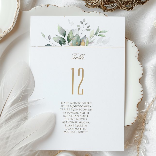 Elegant Botanical Table Number Card Guest Names (Creator Uploaded)