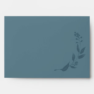 Elegant Botanical Teal Blue Wedding Return Address Envelope