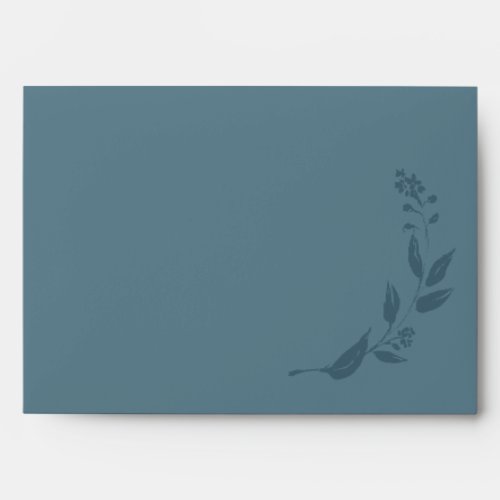 Elegant Botanical Teal Blue Wedding Return Address Envelope