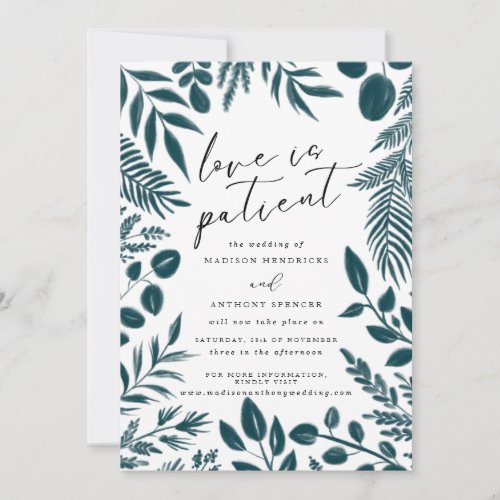 Elegant Botanical Teal Wedding Postponement Invita Invitation