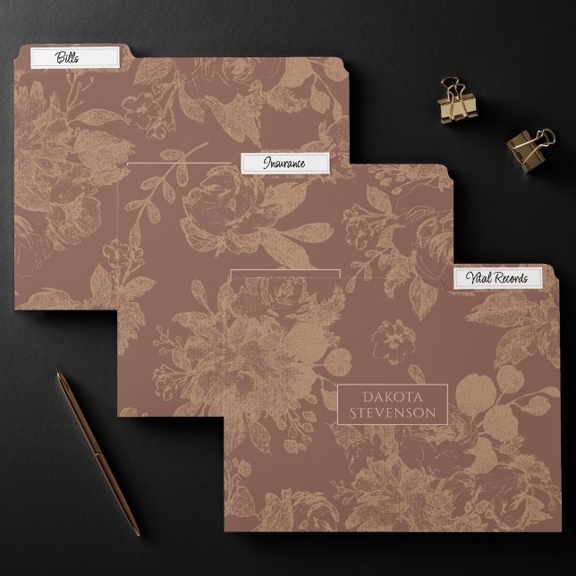 Elegant Botanical | Terra Cotta and Rose Gold File Folder (Creator Uploaded)