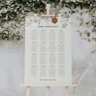 Elegant Botanical Terracotta Seating Chart Foam Board