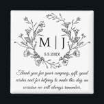 elegant botanical  thank you wedding stylish magnet<br><div class="desc">elegant botanical thank you wedding stylish magnet</div>