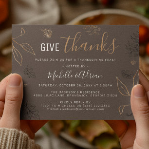 Elegant Botanical Thanksgiving Dinner Feast Invitation