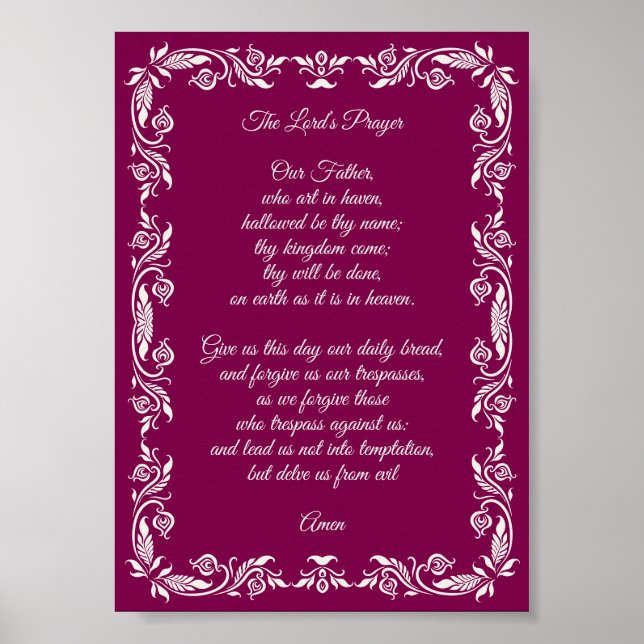 Elegant Botanical The Lord’s Prayer  Poster (Front)