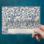 Elegant botanical-themed blue and cream envelope