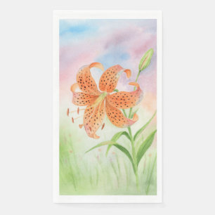 Elegant Botanical Tiger Lily Paper Guest Towels