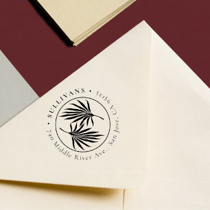 Elegant Botanical Tropical Foliage Return Address Rubber Stamp
