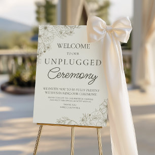 Elegant Botanical Unplugged Wedding Ceremony Sign