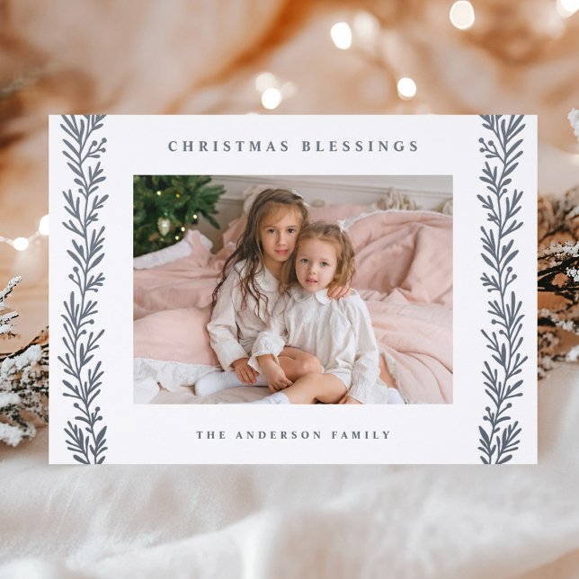 Elegant Botanical Vines Christmas Holiday Letterpress Photo Cards (Creator Uploaded)