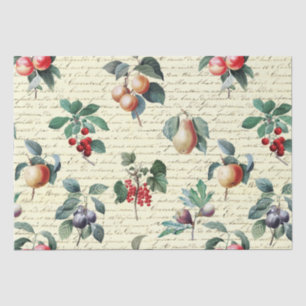 Elegant Botanical Vintage Fruit Script Tissue Paper