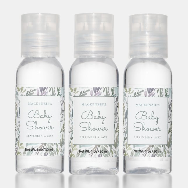 Elegant Botanical Watercolor Baby Shower Hand Sanitizer (Set)