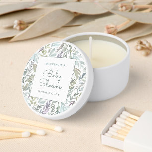 Elegant Botanical Watercolor Baby Shower Mini Candle Favors