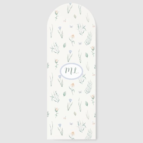 Elegant Botanical Watercolor Floral Monogram Name Bookmarks