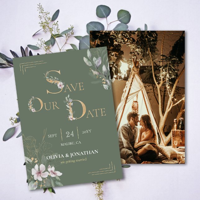 Elegant Botanical Watercolor Floral Save the Dates Invitation (Elegant Botanical Watercolor Floral Save the Dates Invitation)