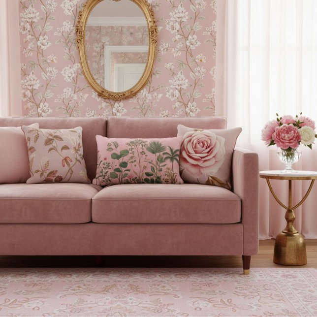  Elegant botanical  watercolor leaves  greenery  Lumbar Pillow (Creator Uploaded)