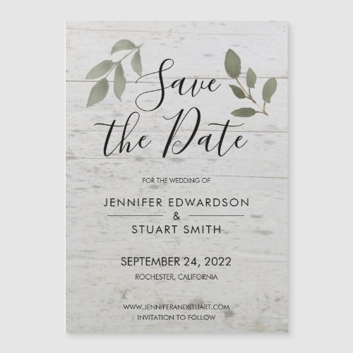 Elegant botanical watercolor leaves photo wedding  magnetic invitation