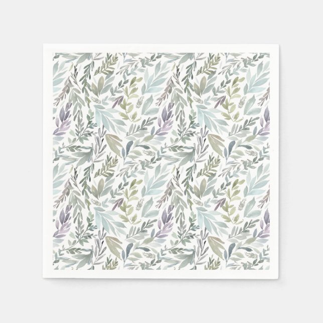 Elegant Botanical Watercolor Napkins (Front)