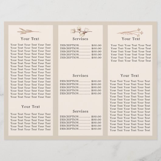 Elegant Botanical Watercolor Pink Trifold Brochure (Back)