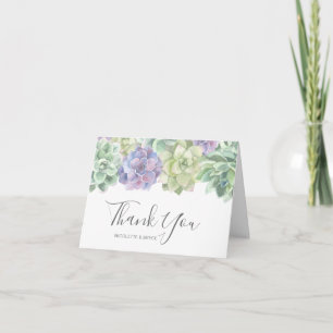 Elegant Botanical Watercolor Succulents Wedding Letterpress Thank You Card
