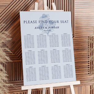 Elegant Botanical Wedding 12 Table Seating Chart Foam Board