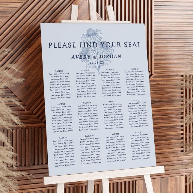 Elegant Botanical Wedding 12 Table Seating Chart Foam Board (Creator Uploaded)