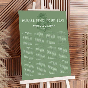 Elegant Botanical Wedding 12 Table Seating Chart Foam Board