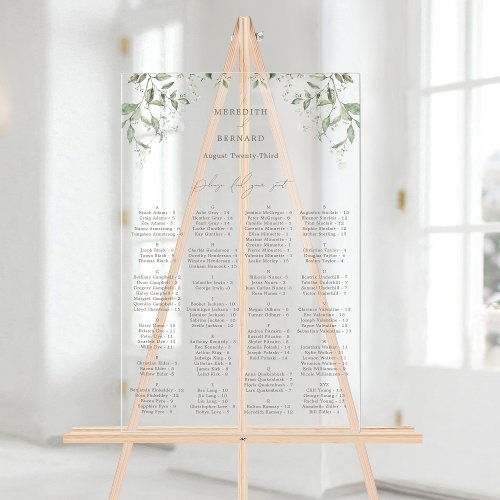 Elegant Botanical Wedding Acrylic Seating Chart