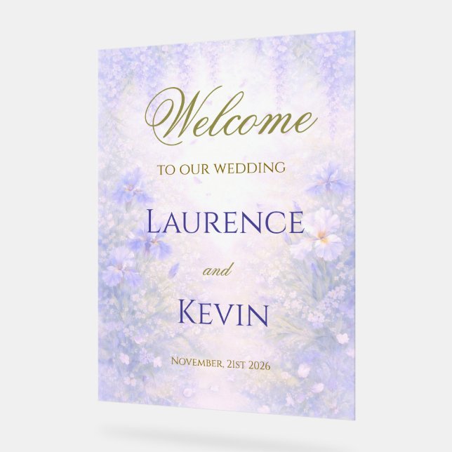 Elegant Botanical Wedding  Acrylic Sign (Angle)