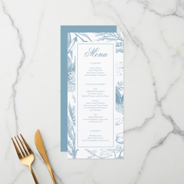 Elegant Botanical Wedding Bridal Shower Menu (Front/Back In Situ)