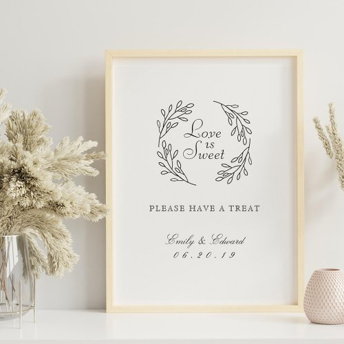 Elegant Botanical Wedding Dessert Table Sign