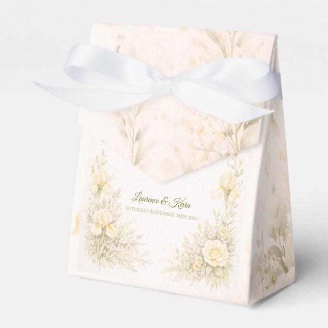 Elegant Botanical Wedding Favor Boxes (Front Side)