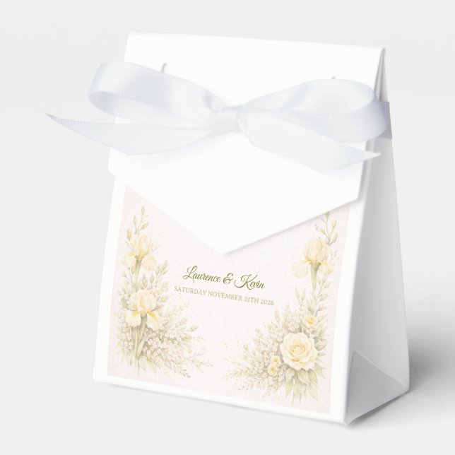 Elegant Botanical Wedding Favor Boxes (Front Side)