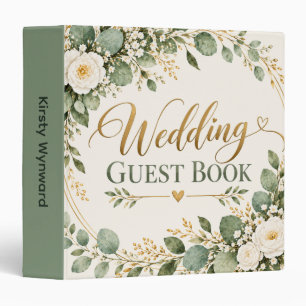 Elegant Botanical Wedding Guest Book 3 Ring Binder