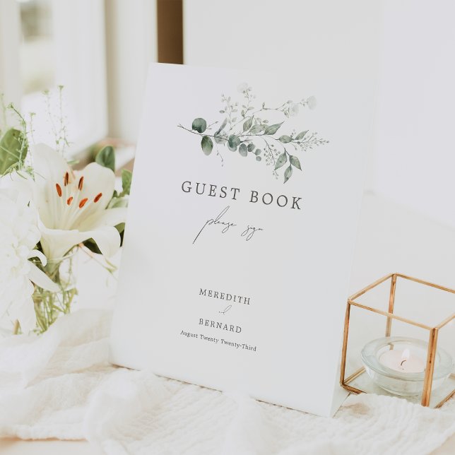 Elegant Botanical Wedding Guest Book Pedestal Sign (Creator Uploaded)