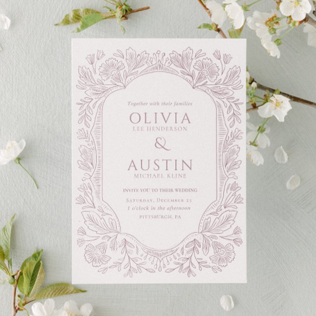 Elegant Botanical Wedding | Heirloom Mulberry  Invitation (Creator Uploaded)