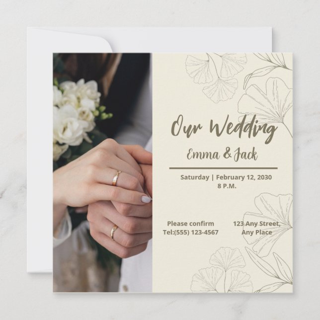 Elegant Botanical Wedding Invitation (Front)
