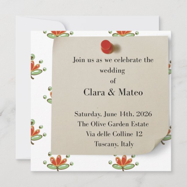 Elegant Botanical Wedding Invitation Neutral Flora (Front)