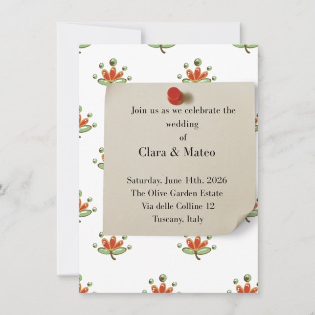 Elegant Botanical Wedding Invitation Neutral Flora (Front)